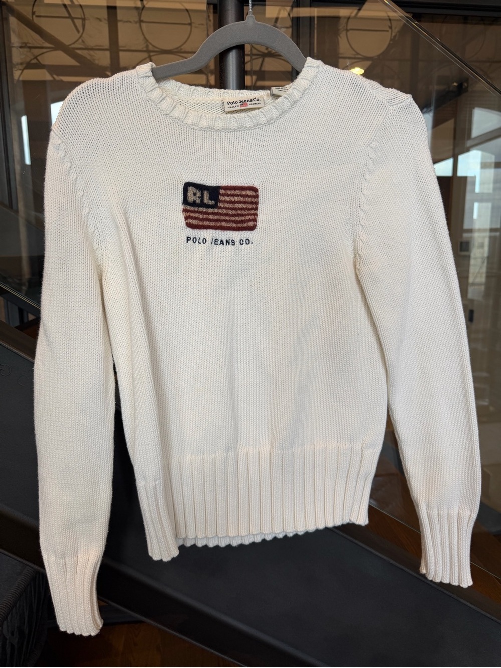 Ralph Lauren Cream Flag Crewneck Sweater